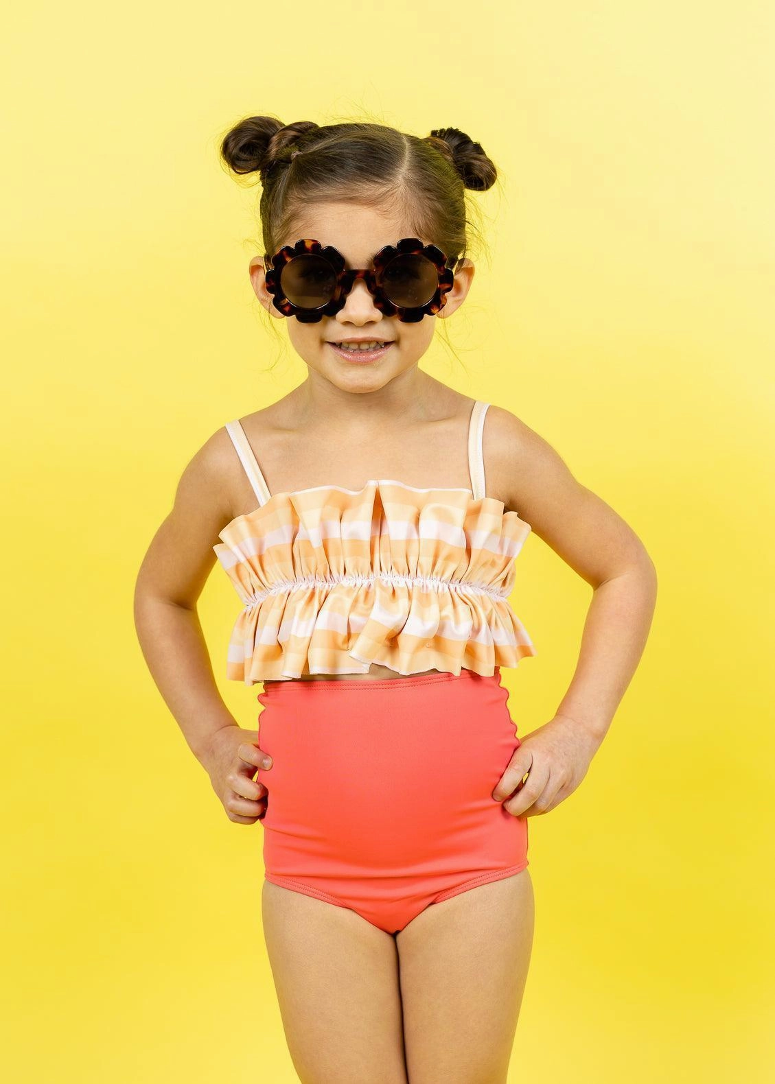 Peachy Stripe | Mini Oversized Ruffle Top