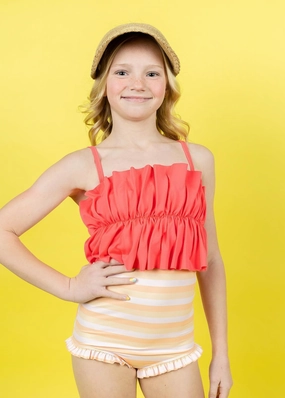 Peachy Stripe | Youth All Ruffled Up Bottoms