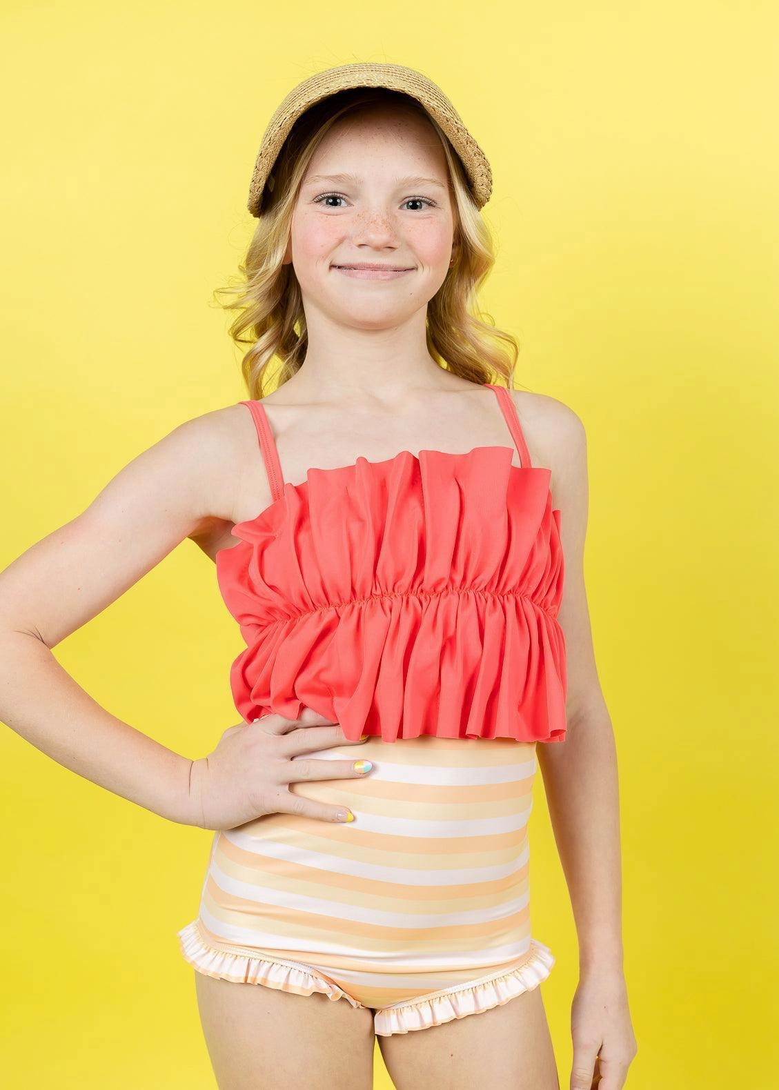 Peachy Stripe | Youth All Ruffled Up Bottoms