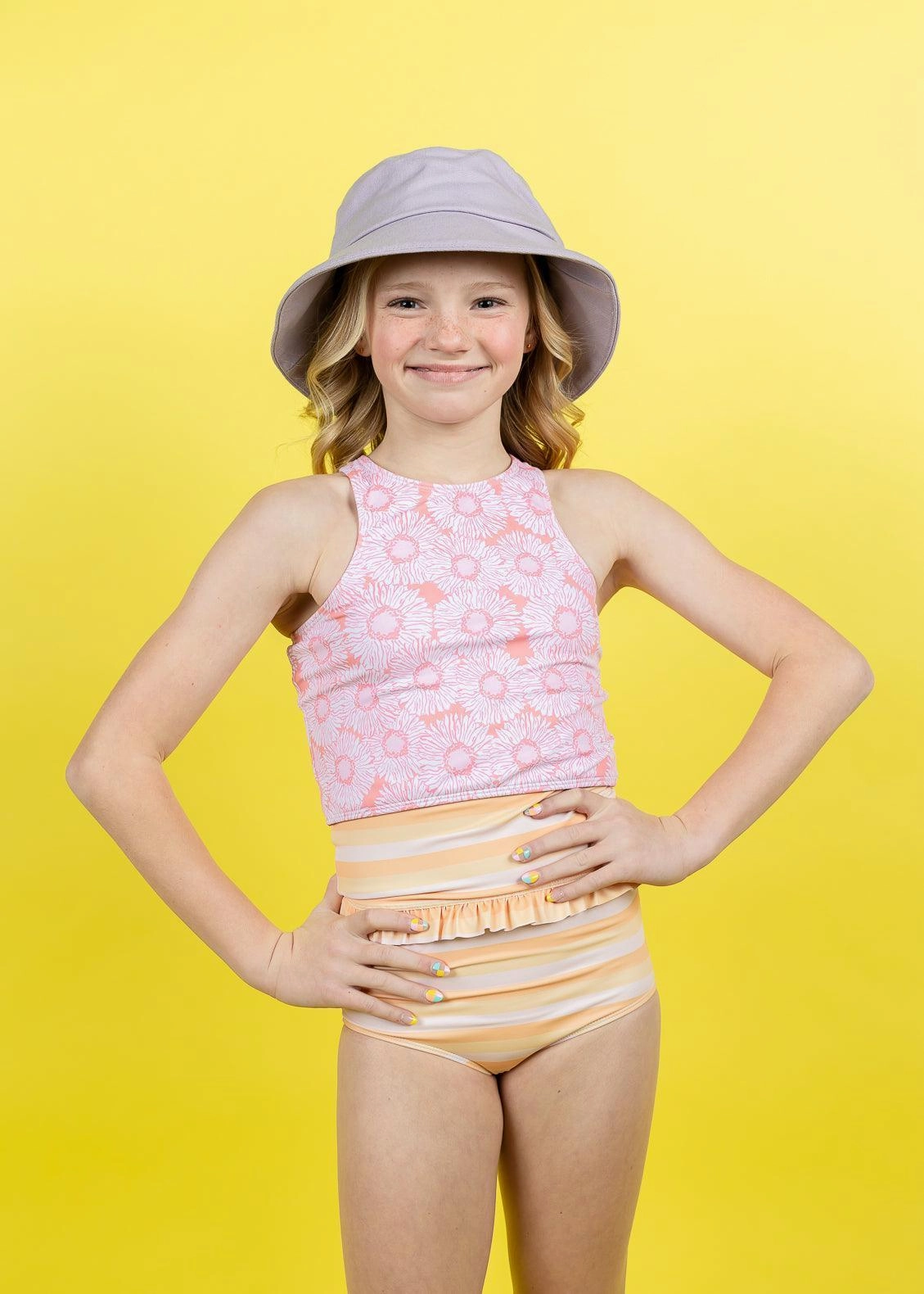 Peachy Stripe | Youth Mid-Ruffle Bottoms