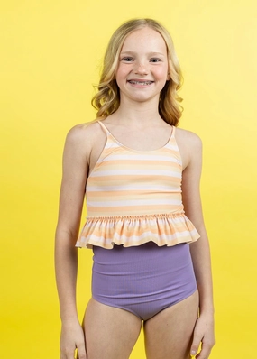 Peachy Stripe | Youth Peplum Top