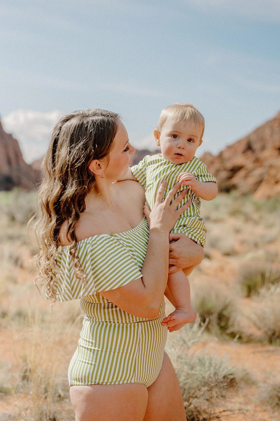 Pear Stripes | Baby Shorties Rashguard (Unisex)
