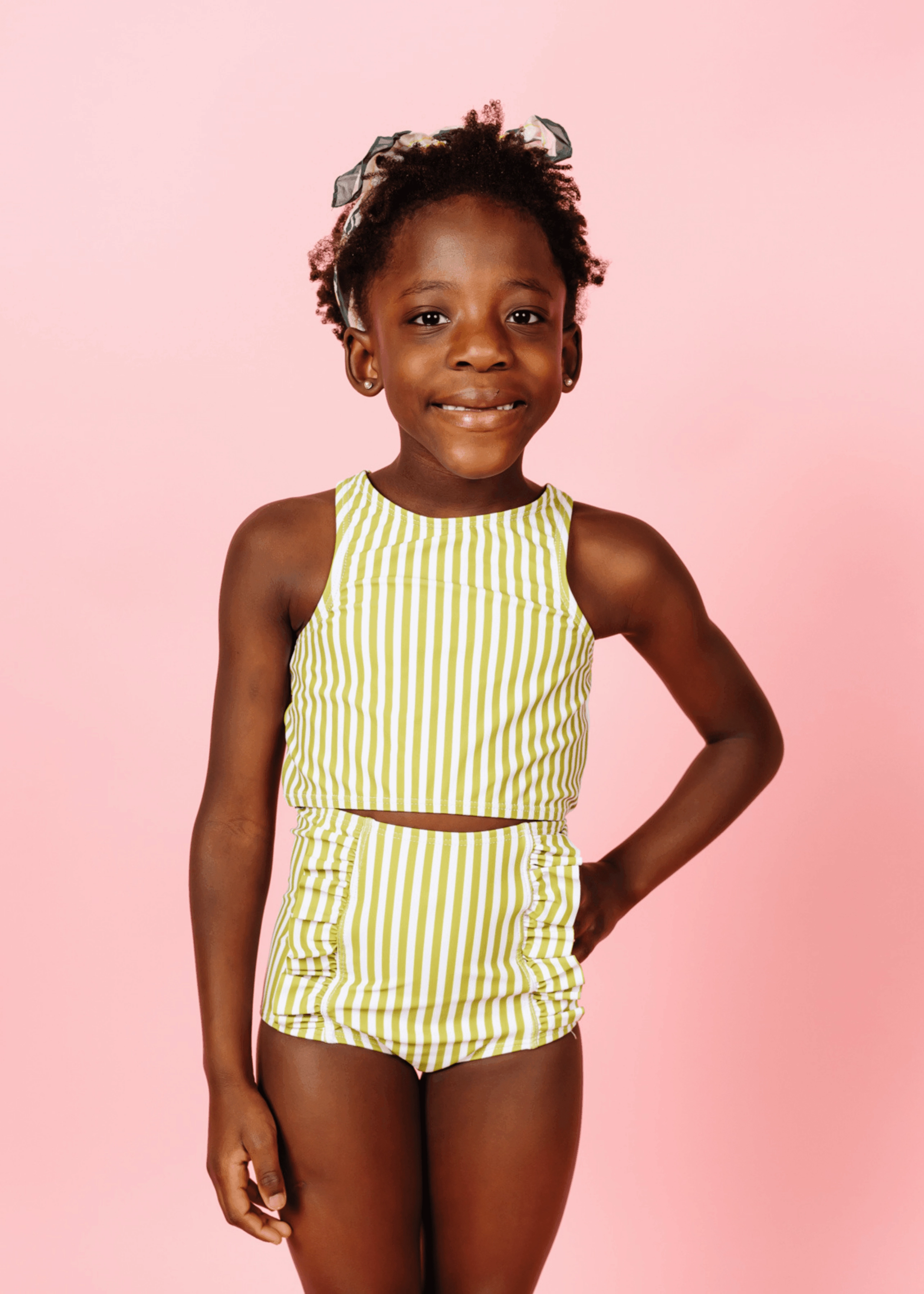 Pear Stripes | Mini Down in Front Ruffle Bottoms