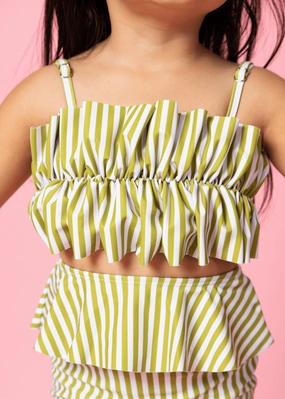 Pear Stripes | Mini Oversized Ruffle Top