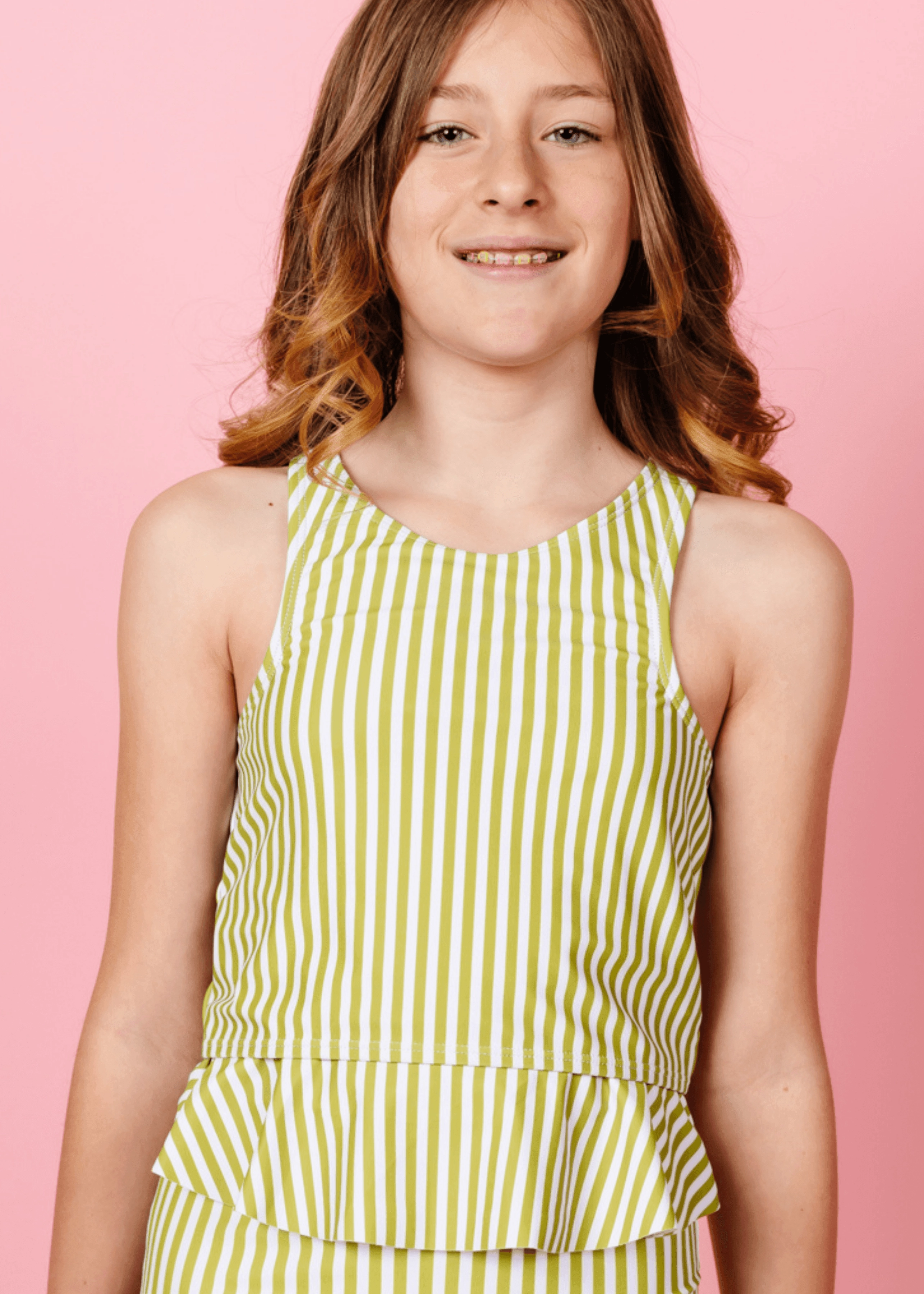 Pear Stripes | Youth Racer Back Top