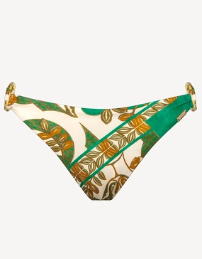 Perceptions Ring Side Bikini Pant - Cream and Green