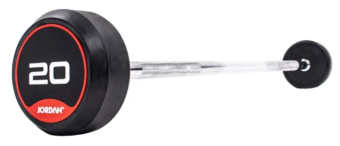 Jordan Rubber Barbell Set 10-45kg Solid Ends with Straight Bars and Rack, Vertical climber machine, Elliptical,Cross trainers