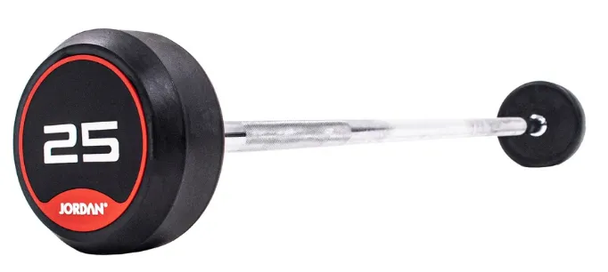 Jordan Rubber Barbell Set 10-45kg Solid Ends with Straight Bars and Rack, Cross training shoes
