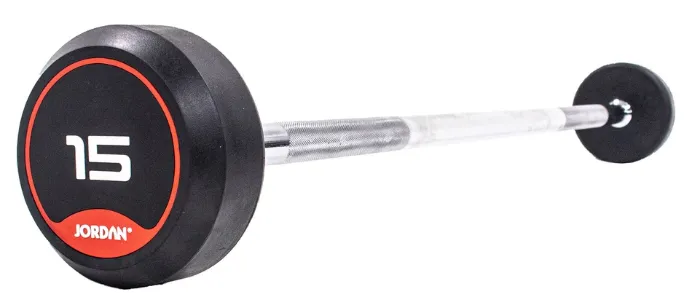 Jordan Rubber Barbell Set 10-45kg Solid Ends with Straight Bars and Rack, Walking Pads, Wrist weights