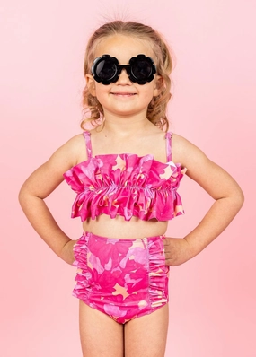 Pink Blooms | Mini Down in Front Ruffle Bottoms