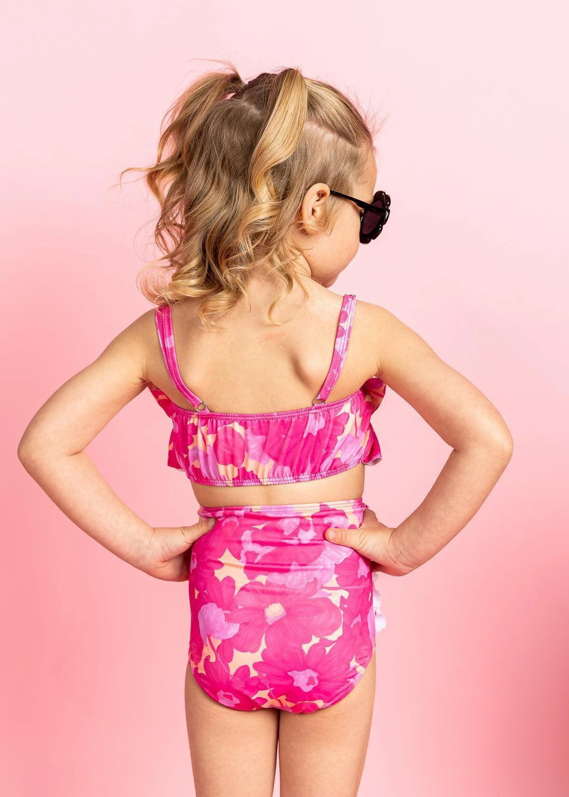 Pink Blooms | Mini Down in Front Ruffle Bottoms