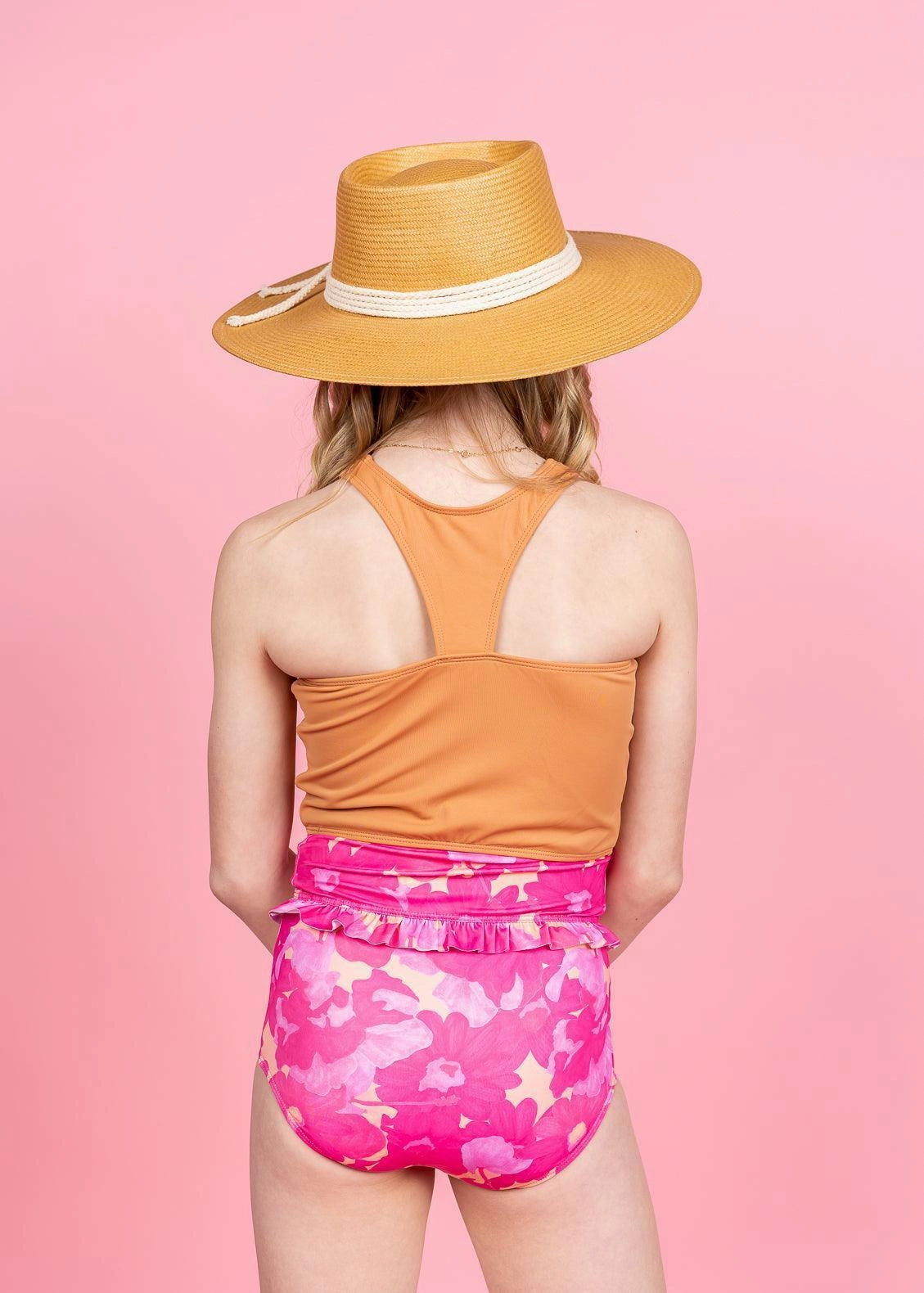 Pink Blooms | Youth Mid-Ruffle Bottoms