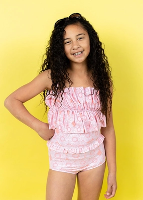 Pink Daisies | Youth Mid-Ruffle Bottoms