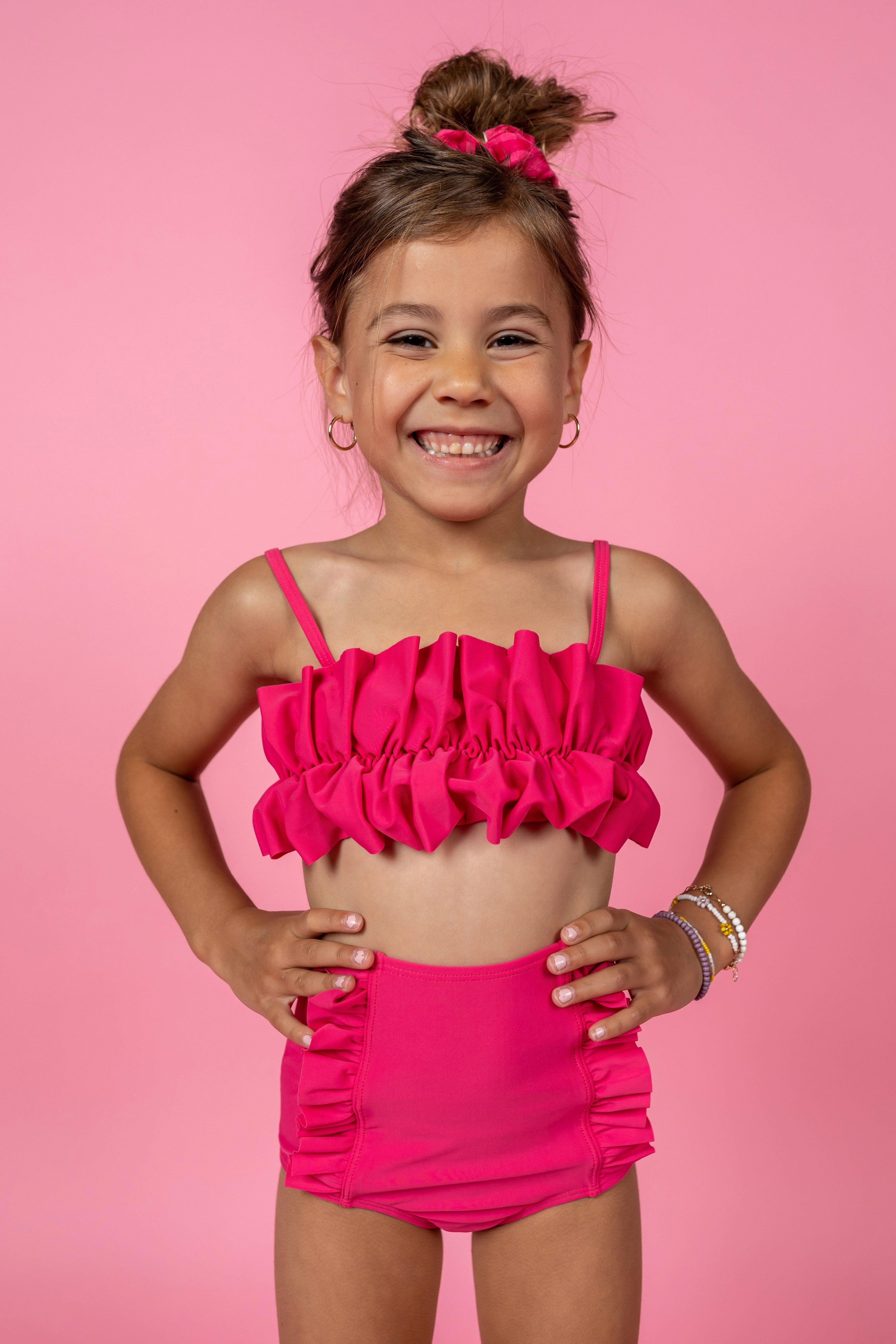 Pink Raspberry | Mini Down in Front Ruffle Bottoms