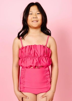 Pink Raspberry | Youth Down in Front Ruffle Bottoms