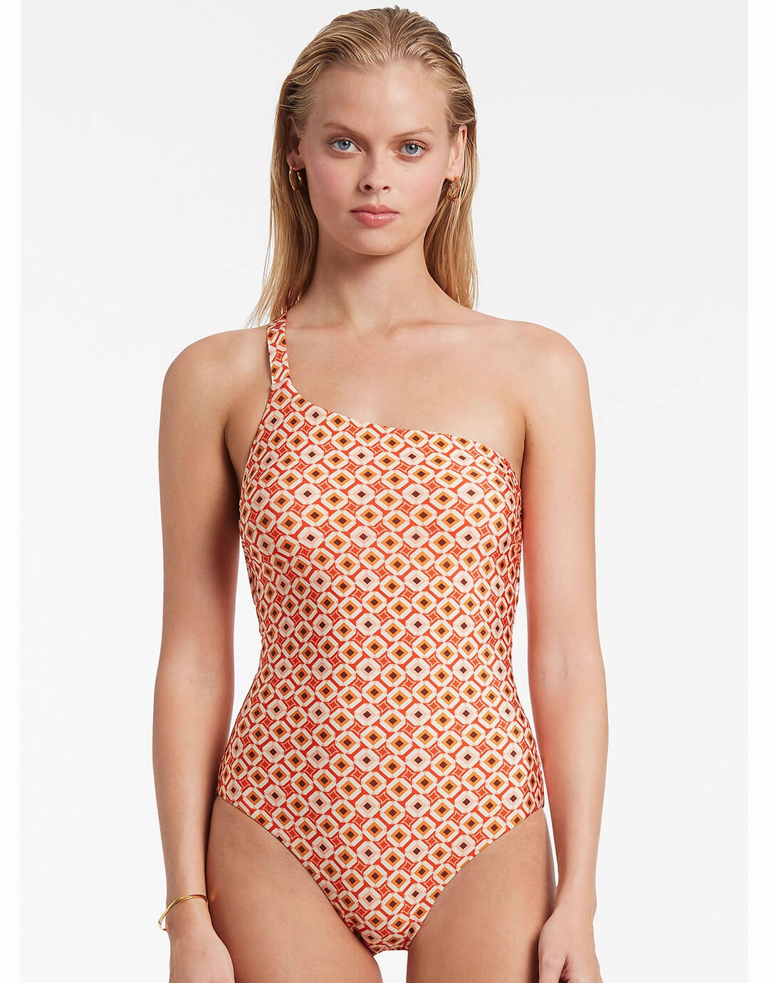 Playa One Shoulder Swimsuit - Fiamma Red