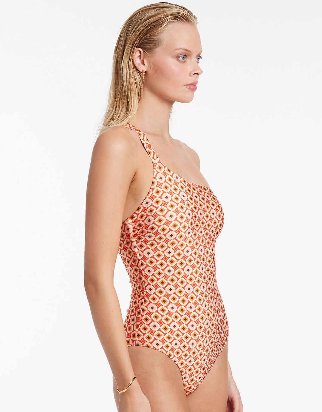 Playa One Shoulder Swimsuit - Fiamma Red