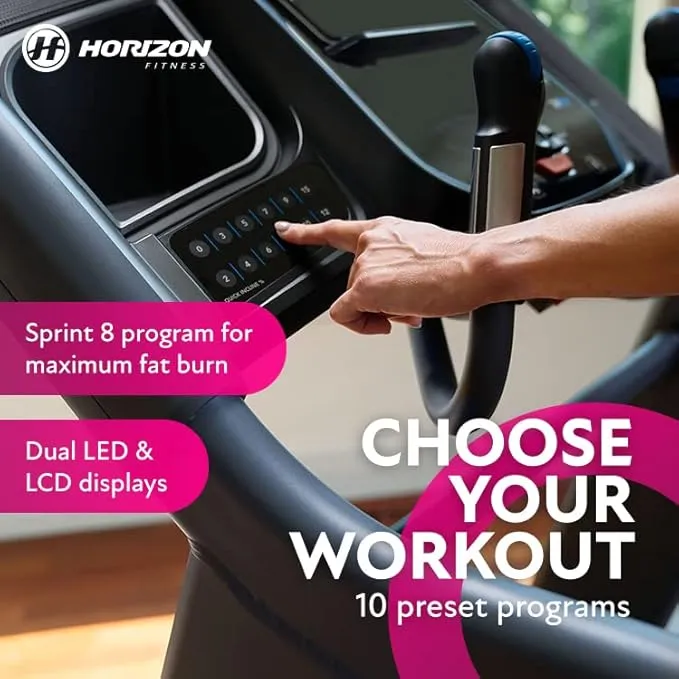 Horizon 7.4 AT Treadmill, Mobility, Pre-workout powder