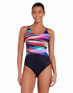 Prism Geo Adjustable Scoopback Swimsuit - Black/Multi