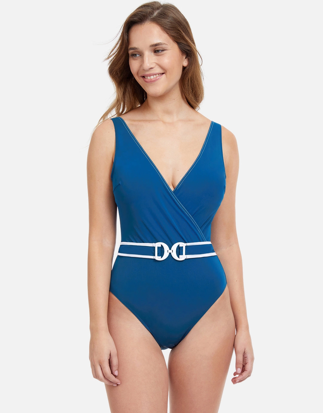 Profile California Girl Belted Wrap Swimsuit - Petrol Blue