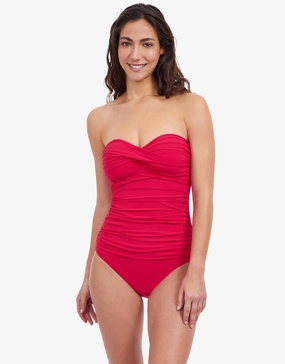 Profile Tutti Frutti Bandeau Swimsuit - Rose Red