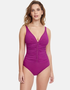Profile Tutti Frutti D Cup V Neck Swimsuit - Warm Violet