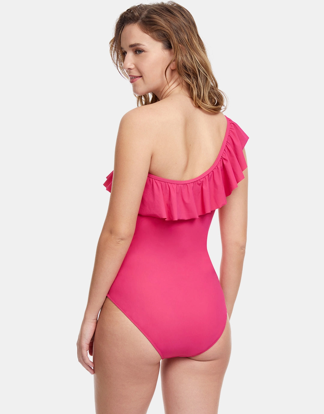 Profile Tutti Frutti Ruffle One Shoulder Swimsuit - Rose