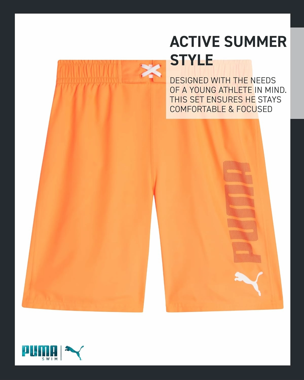PUMA Boys Swim Set - Bathing Suit Swim Trunks with Matching Basic Short Sleeve T-Shirt - Swimwear Set for Big Boys (8-20)