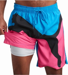 PUMA Men's Bathing Suit - Quick Dry Swimsuit Trunks with Mesh Compression Liner - 8" Inseam Swimwear (S-XL)
