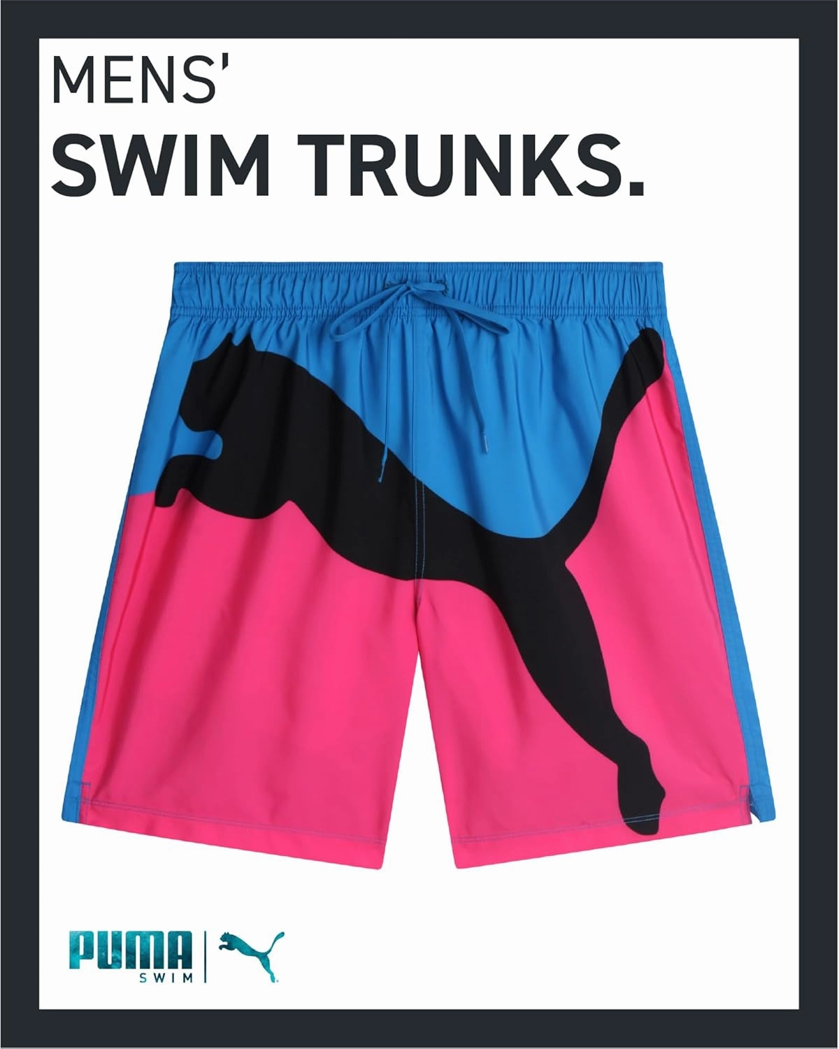 PUMA Men's Bathing Suit - Quick Dry Swimsuit Trunks with Mesh Compression Liner - 8" Inseam Swimwear (S-XL)