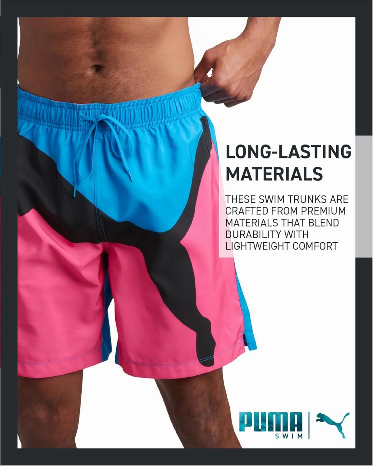 PUMA Men's Bathing Suit - Quick Dry Swimsuit Trunks with Mesh Compression Liner - 8" Inseam Swimwear (S-XL)