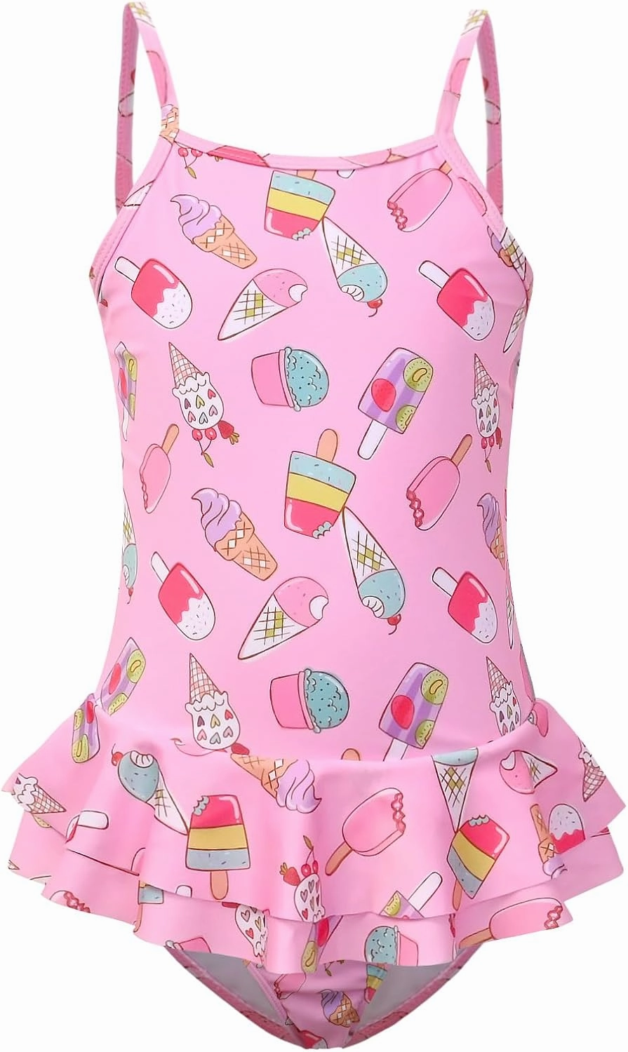 QPANCY One Piece Swimsuits for Girl Ruffle Unicorn Bathing Suits Strap Swimwear