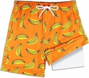 QRANSS Boys Swim Trunks with Compression Liner,No Mesh Anti-Chafing Comfy Swimming Trunks with Boxer Brief Liner,Size 6-20