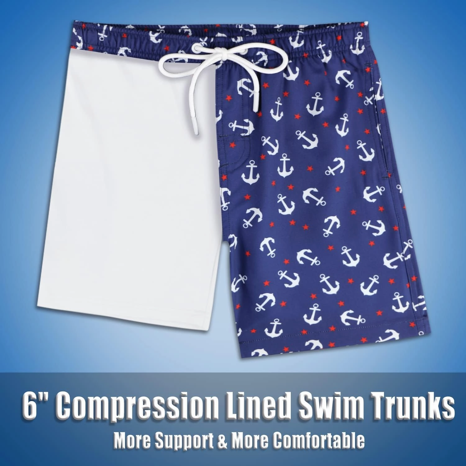 QRANSS Boys Swim Trunks with Compression Liner,No Mesh Anti-Chafing Comfy Swimming Trunks with Boxer Brief Liner,Size 6-20