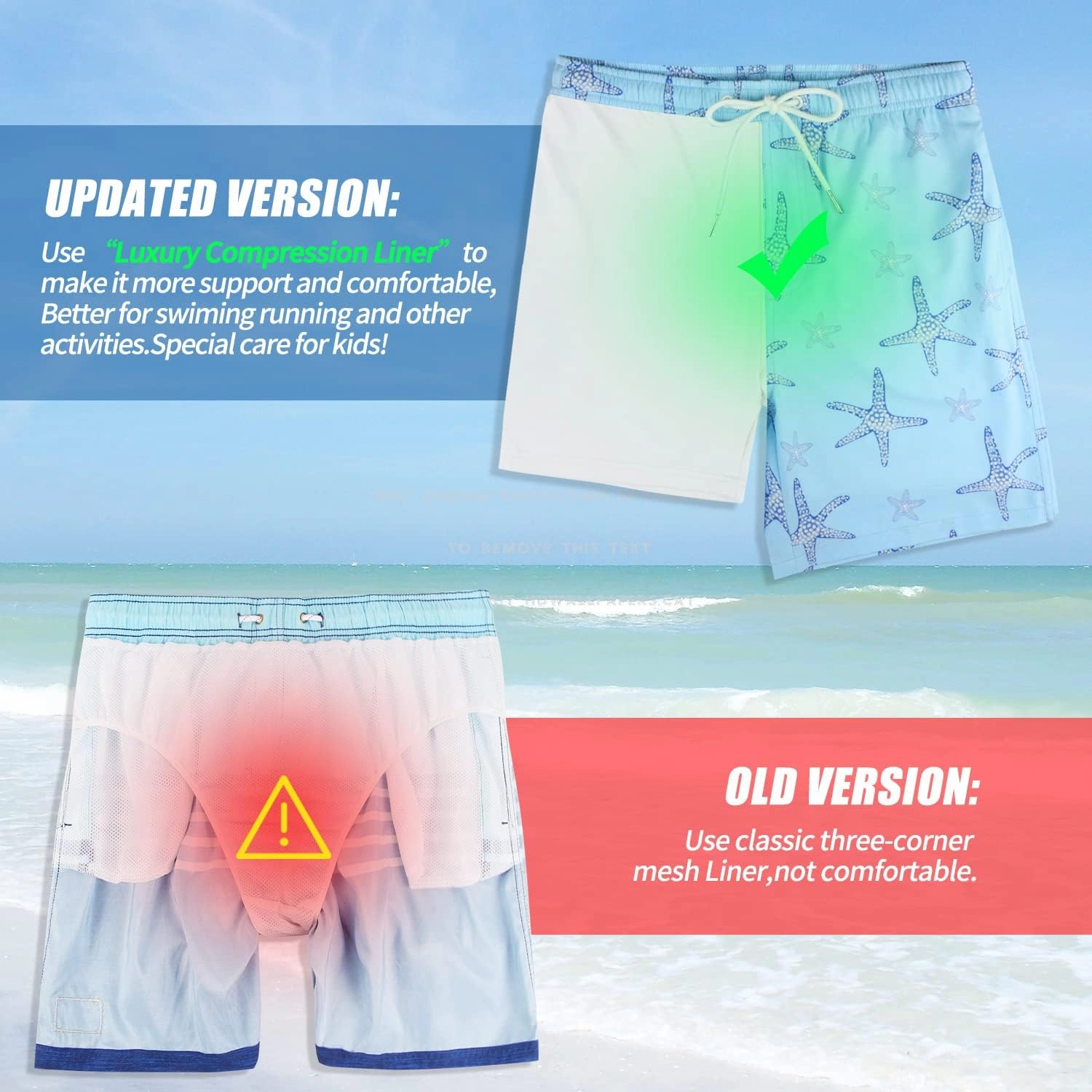 QRANSS Boys Swim Trunks with Compression Liner,No Mesh Anti-Chafing Comfy Swimming Trunks with Boxer Brief Liner,Size 6-20