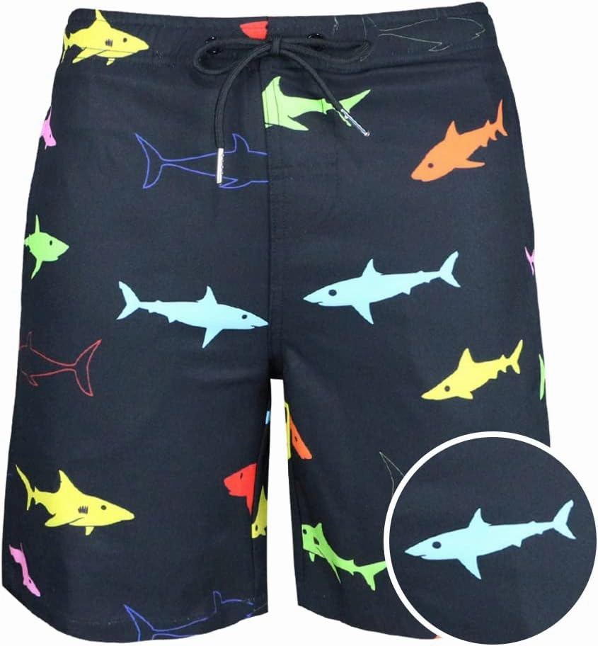 QRANSS Boys Swim Trunks with Compression Liner,No Mesh Anti-Chafing Comfy Swimming Trunks with Boxer Brief Liner,Size 6-20