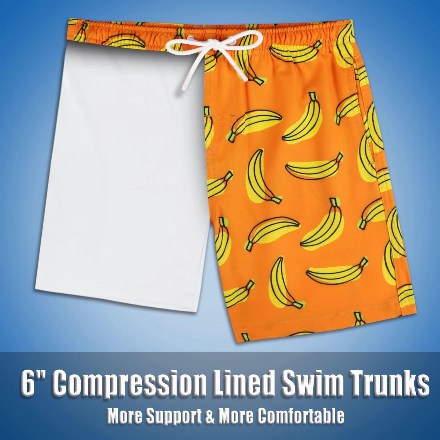 QRANSS Boys Swim Trunks with Compression Liner,No Mesh Anti-Chafing Comfy Swimming Trunks with Boxer Brief Liner,Size 6-20