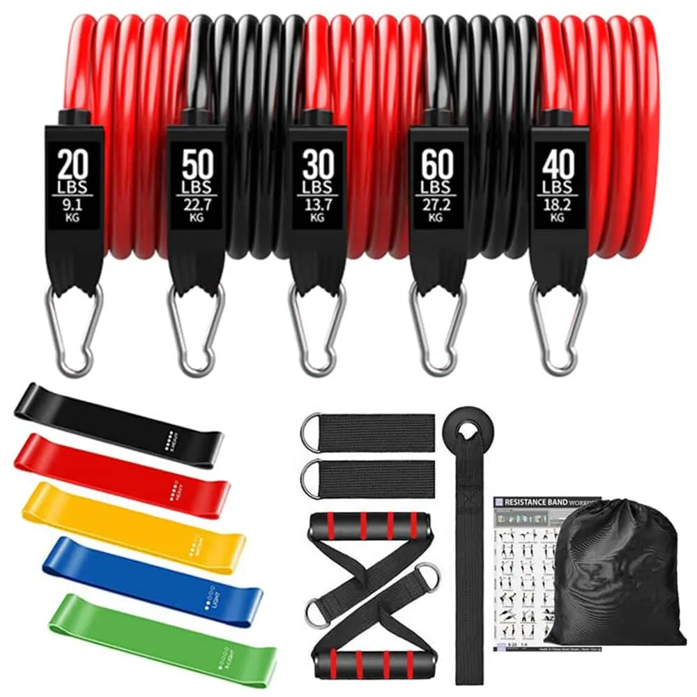 Elastic Resistance Fitness Bands Set, Wall mounted bike rack