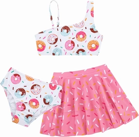 RAISEVERN Girls Swimsuit 3 Piece Bathing Suits Cute Quick Dry Bikini Tankini Sets with Cover Ups Beach Skirt for 5-12 Years