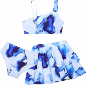 RAISEVERN Girls Swimsuit 3 Piece Bathing Suits Cute Quick Dry Bikini Tankini Sets with Cover Ups Beach Skirt for 5-12 Years