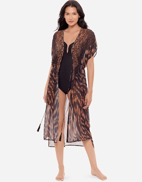 Raya De Safari Beaded Kimono - Black Brown