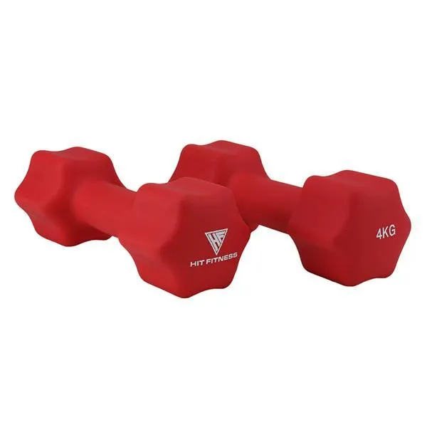 Hit Fitness Neoprene Studio Dumbbells | 4kg Pair, Yoga mat thick, Air Bikes