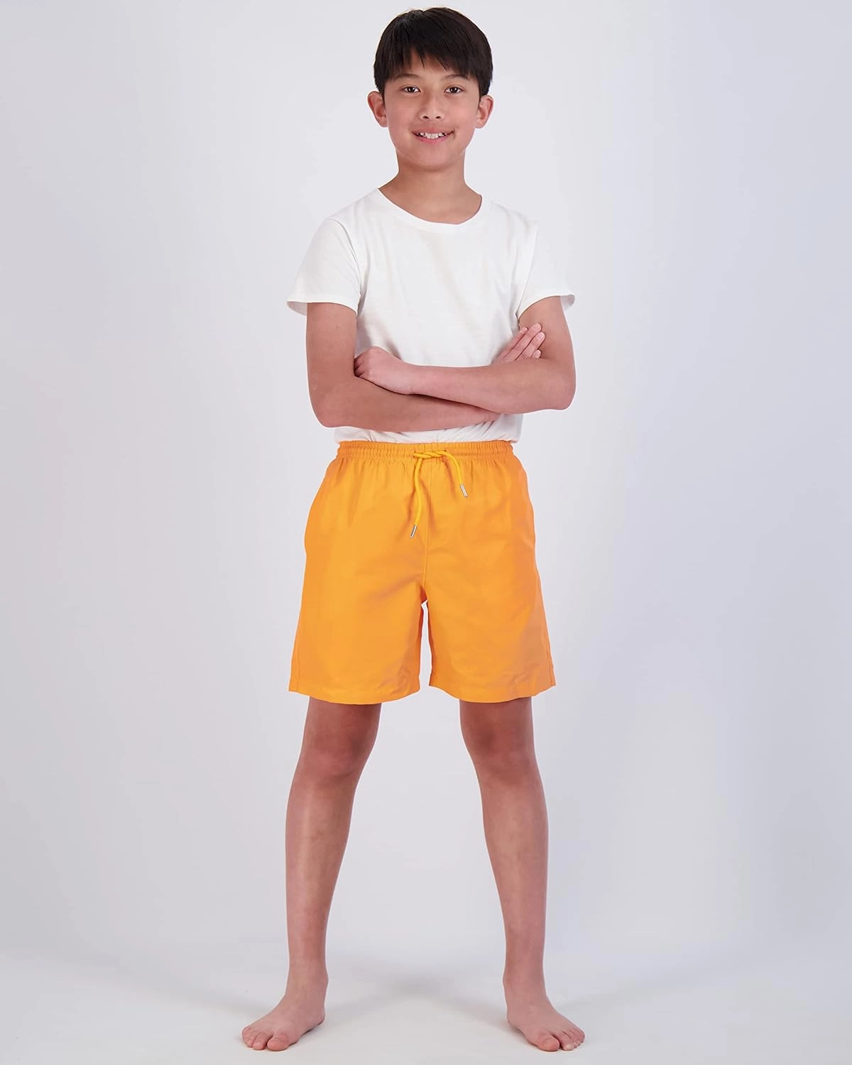 Real Essentials 3-Pack: Boy's Swim Board Shorts Trunks with Drawstring Beach UPF Swimwear Surf Swimming Short for Boys