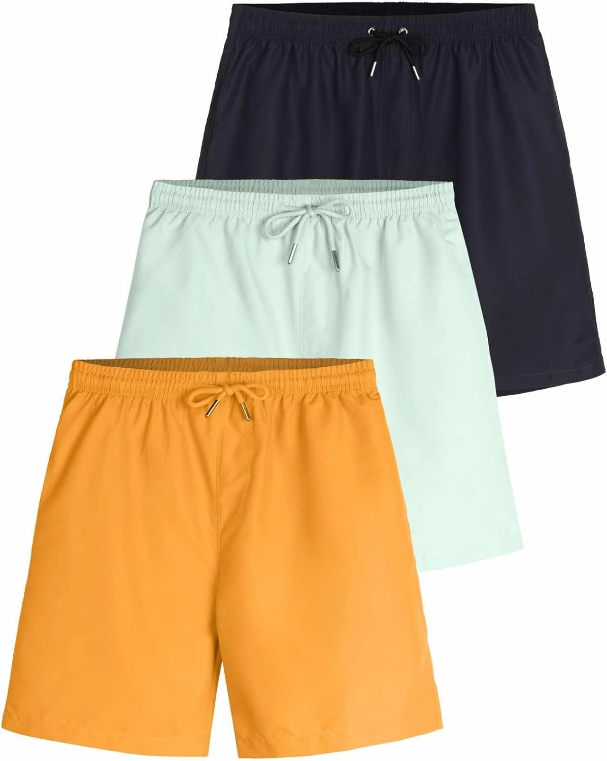 Real Essentials 3-Pack: Boy's Swim Board Shorts Trunks with Drawstring Beach UPF Swimwear Surf Swimming Short for Boys