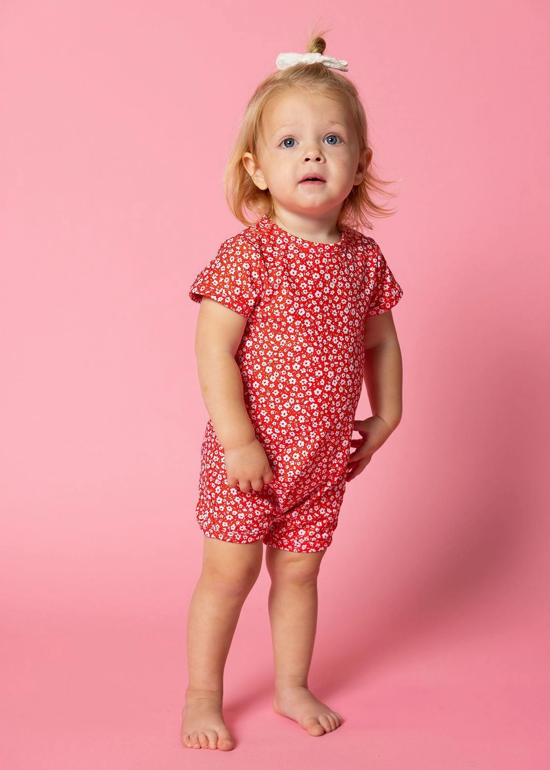 Red Ditsy Floral | Baby Shorties Rashguard (Unisex)