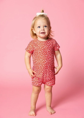 Red Ditsy Floral | Baby Shorties Rashguard (Unisex)