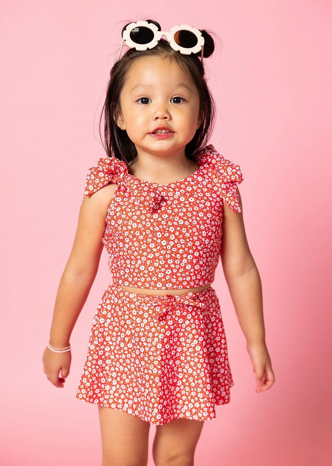 Red Ditsy Floral | Mini Knot Top