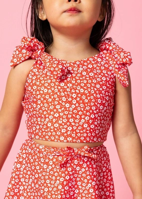 Red Ditsy Floral | Mini Knot Top