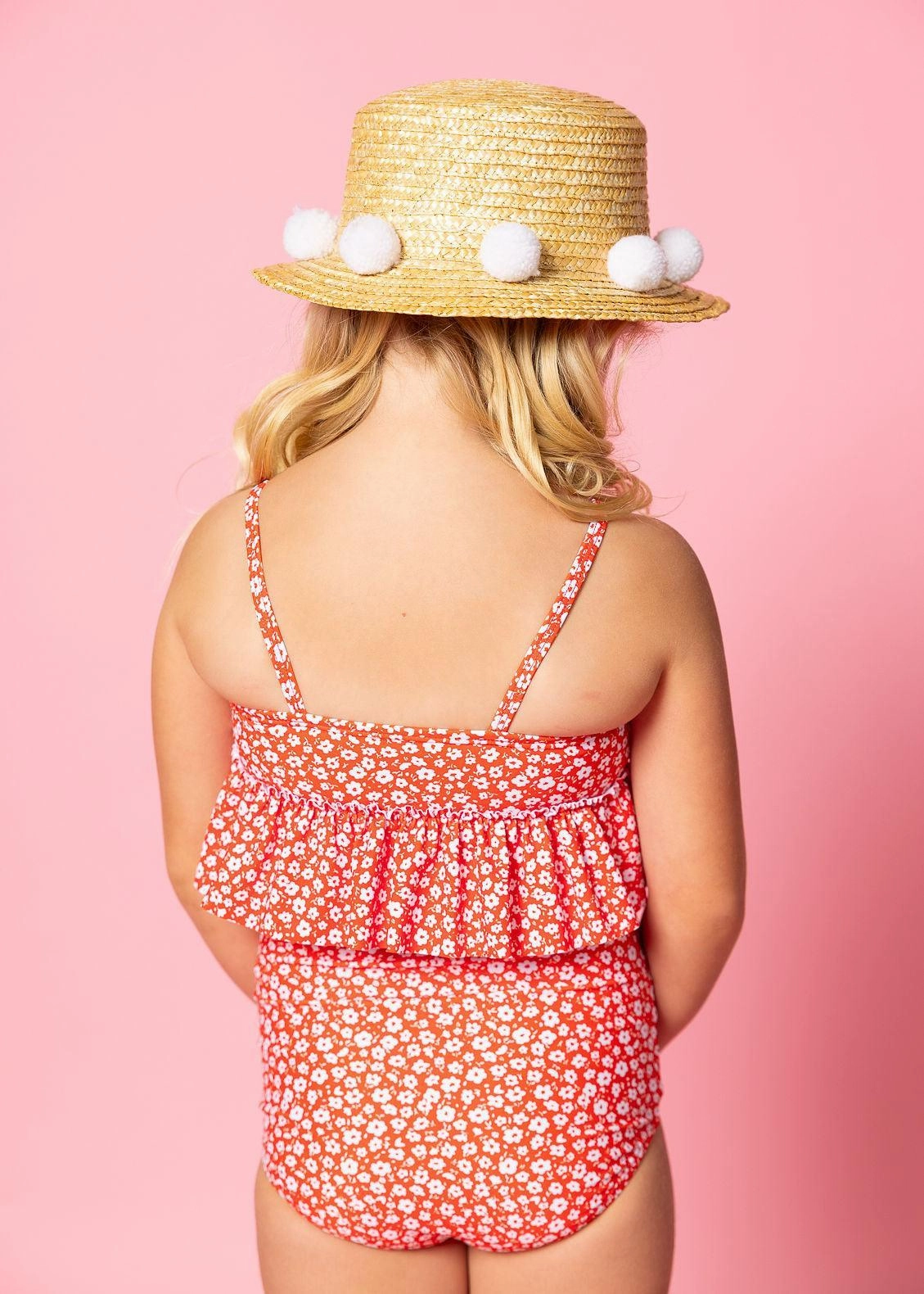Red Ditsy Floral | Mini Peplum Top