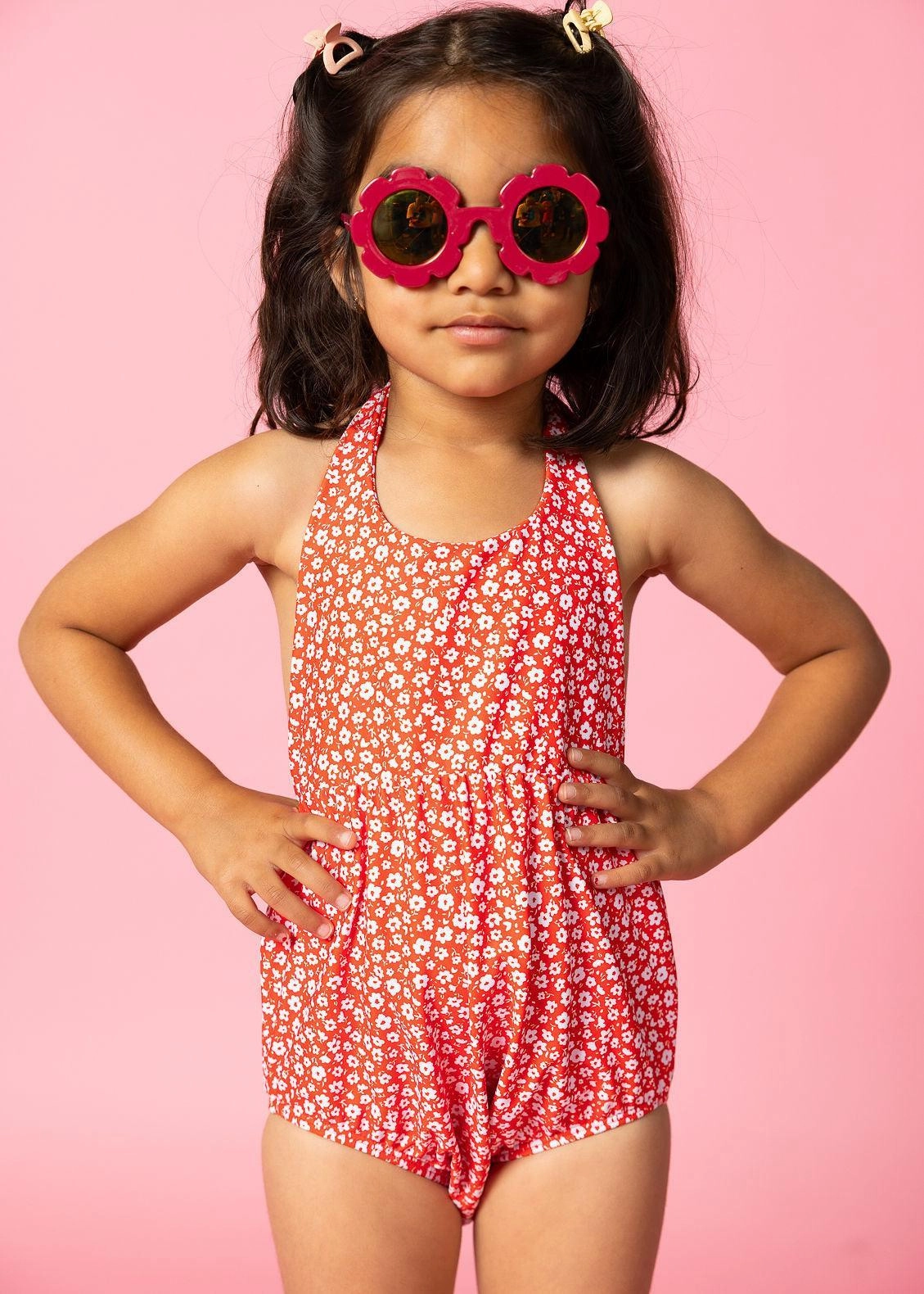 Red Ditsy Floral | Mini Romper One-Piece